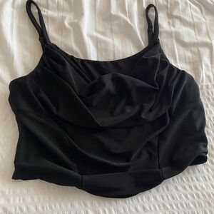 Better Be black cropped tank with gathered detail and cowl neckline size large